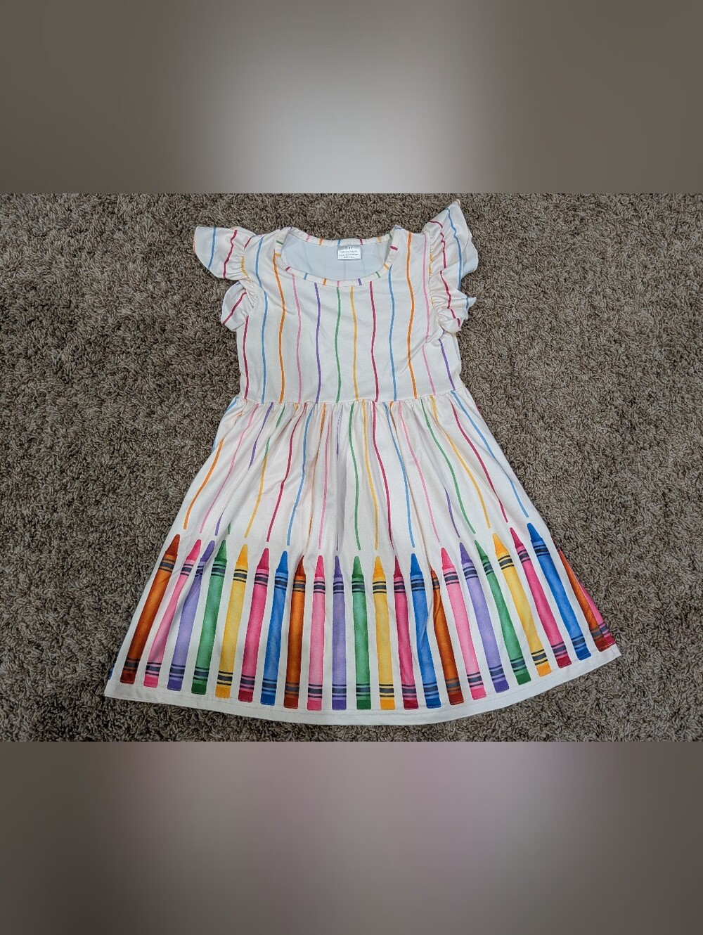 5/6 boutique milk silk twirl flutter dress back to school rainbow crayons